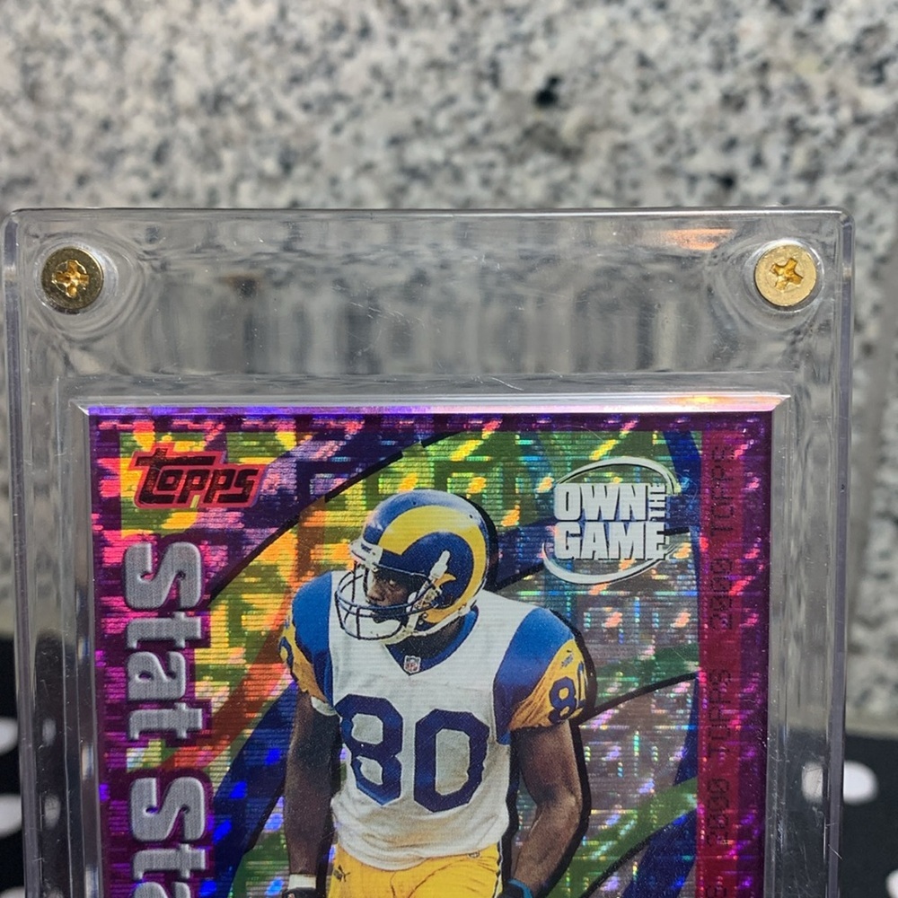 Isaac Bruce Stat Stars & Torry Holt Rookie Card STL LA Rams HOF In Case Nice!! - Picture 3 of 9